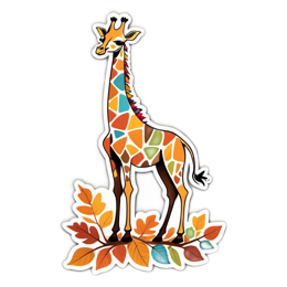 autumn giraffe SVG PNG design with clean design elements, orange and green floral elements