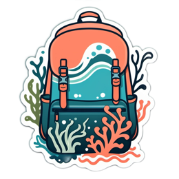 backpack underwater scene SVG PNG design with clean design elements