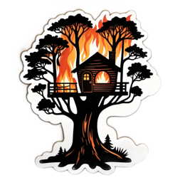 treehouse fire SVG PNG design with clean design elements