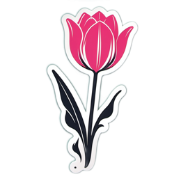 tulip flower SVG PNG design with clean design elements, pink and green floral elements