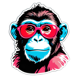 artsy monkey sticker SVG PNG design with clean design elements