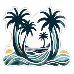 island palms waves SVG PNG design with clean design elements
