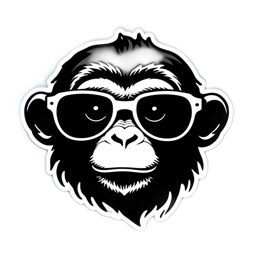 monkey sunglasses SVG PNG design with clean design elements