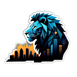lion cityscape geometric SVG PNG design