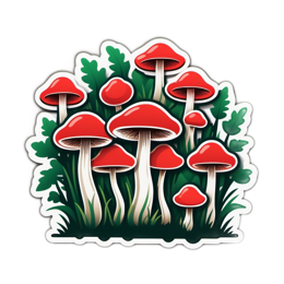 red mushrooms foliage SVG PNG design