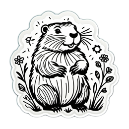 sticker groundhog SVG PNG design with clean design elements, floral elements
