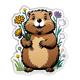 marmot flowers bouquet SVG PNG design with floral elements