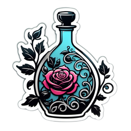 rose bottle floral SVG PNG design with clean design elements, black and pink floral elements