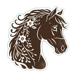 artistic horse floral SVG PNG design with white floral elements