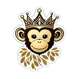 monkey crown sticker SVG PNG design with clean design elements