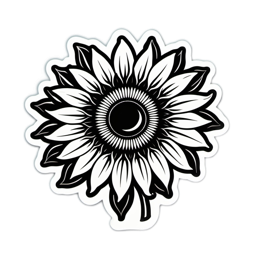 sunflower blackandwhite SVG PNG design with clean design elements, black and white floral elements