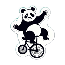 panda bicycle SVG PNG design with clean design elements