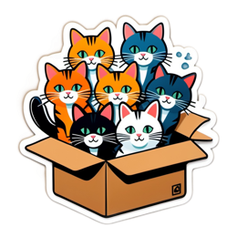 sticker cats box SVG PNG design with clean design elements