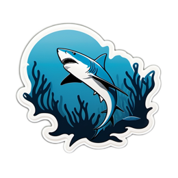 shark underwater sticker SVG PNG design with clean design elements