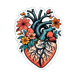 flower heart SVG PNG design with clean design elements, pink and red floral elements