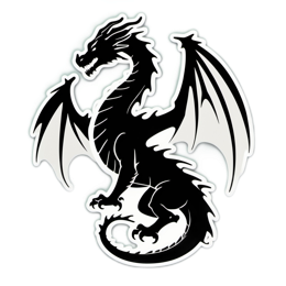 dragon black sticker SVG PNG design with clean design elements
