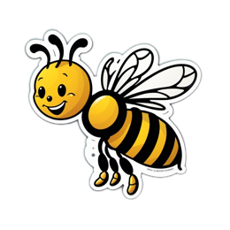 friendly bee sticker SVG PNG design with clean design elements