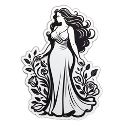 beautiful woman perfumed roses floral SVG PNG design with clean design elements, black and white floral elements
