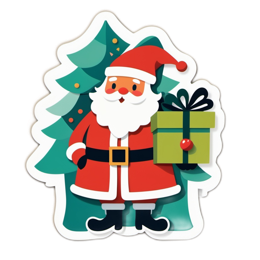 sticker santa tree SVG PNG design