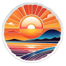 sunset ocean waves SVG PNG design with clean design elements