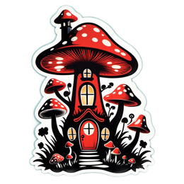 mushroom house colorful SVG PNG design with clean design elements