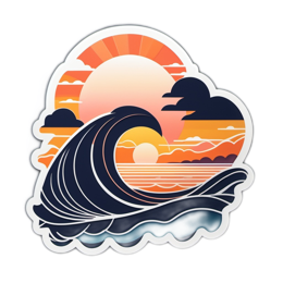 wave sunset SVG PNG design with clean design elements