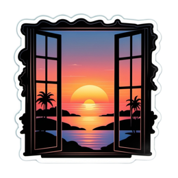 sunset window palm SVG PNG design with clean design elements