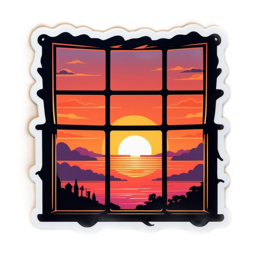 sunset view window SVG PNG design with clean design elements