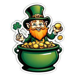 leprechaun gold stickers SVG PNG design with clean design elements