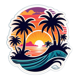 sunset palms wave SVG PNG design with clean design elements