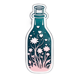 flower bottle SVG PNG design with pink floral elements