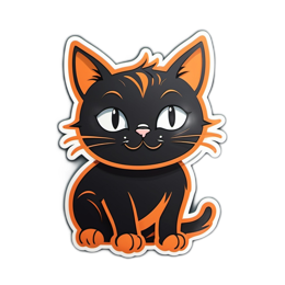 black cat cartoon SVG PNG design with clean design elements