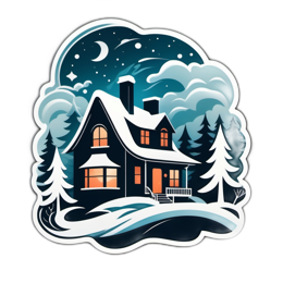 winter night scenery SVG PNG design with clean design elements
