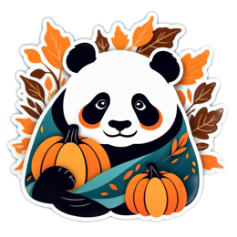 autumn panda pumpkins SVG PNG design with clean design elements