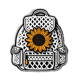 backpack sunflower SVG PNG design with clean design elements, black and white floral elements