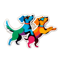 stickers colorful dogs SVG PNG design with clean design elements