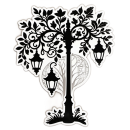 lanterns nature SVG PNG design with black and white floral elements