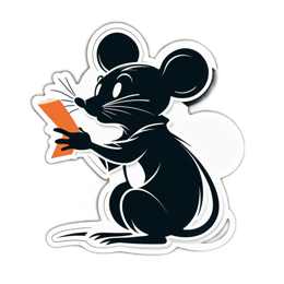 mouse reading sticker SVG PNG design with clean design elements