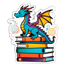 dragon books colorful SVG PNG design with clean design elements