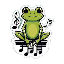 frog music sticker SVG PNG design with clean design elements