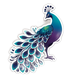 peacock colorful sticker SVG PNG design with clean design elements