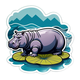 hippo lily pad SVG PNG design with clean design elements