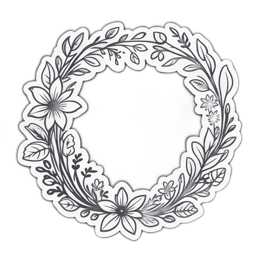 flower wreath blackandwhite SVG PNG design with black and white floral elements