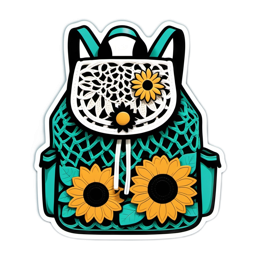 backpack sunflowers SVG PNG design with clean design elements, black and green floral elements