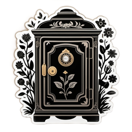sticker vintage safe floral SVG PNG design with black floral elements