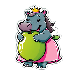happy hippo apple SVG PNG design with clean design elements