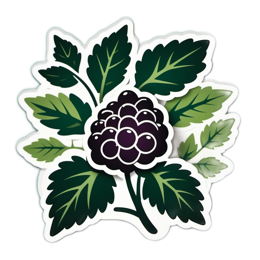 blackberry leaf sticker SVG PNG design with black and green floral elements