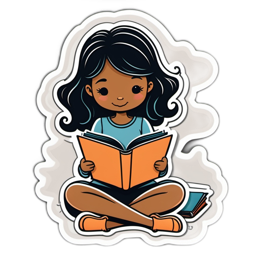 reading girl SVG PNG design with clean design elements