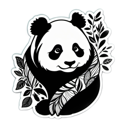 panda black white SVG PNG design with clean design elements