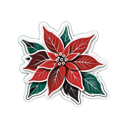 poinsettia sticker floral SVG PNG design with clean design elements, black and red floral elements